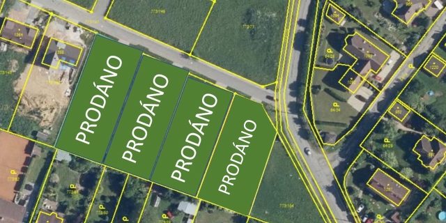 PRODÁNO – 4 zasíťované st. pozemky, cca 1.400 m2